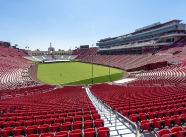 field with bleachers