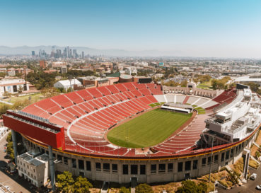 field with bleachers