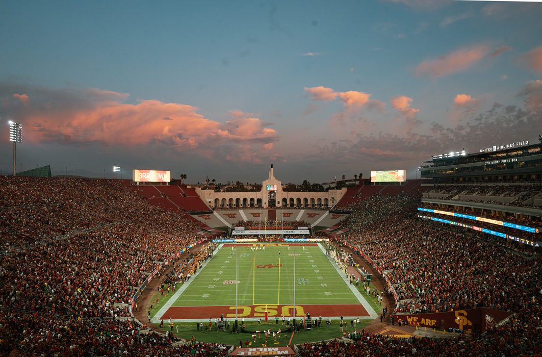 overlooking bowl field during sunset