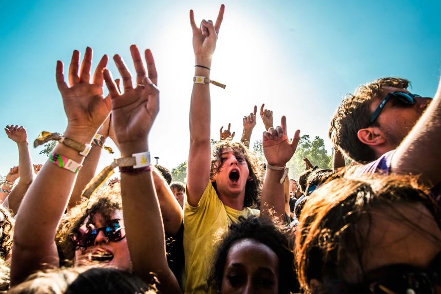 man in crowd