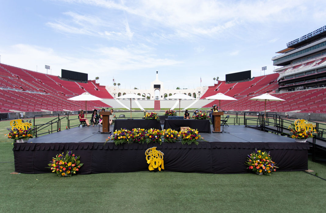 field with bleachers